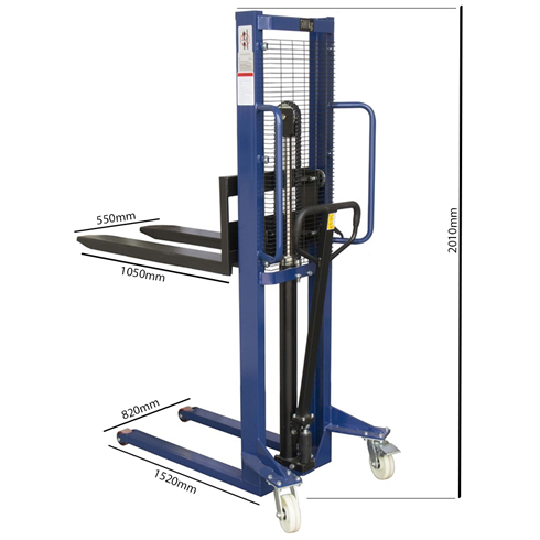 500kg Manual Stacker Truck 1600mm Lift Height