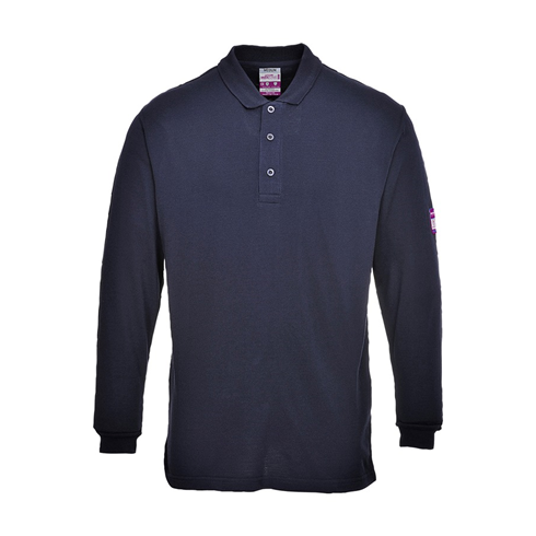 Portwest FR10 Navy Flame Resistant Anti-Static Long Sleeve Polo Shirt