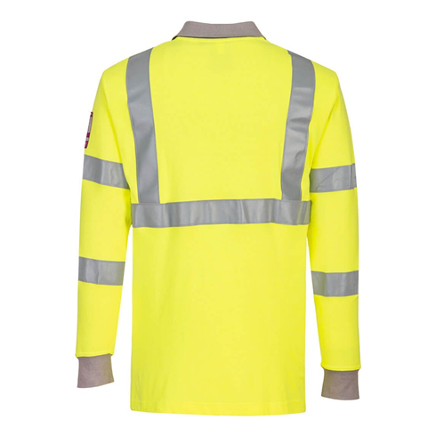 Portwest FR77 Yellow Flame Resistant Anti-Static Hi-Vis Long Sleeve Polo Shirt