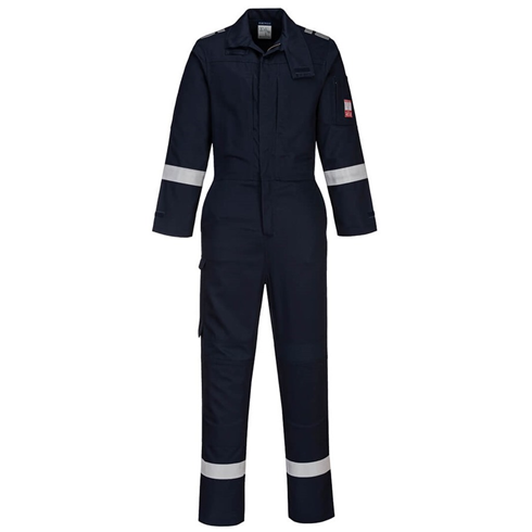 Portwest FR502 Navy Bizflame Work Lightweight Stretch Panelled Coverall