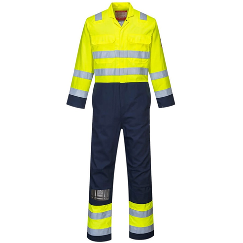 Portwest BIZ7 Yellow/Navy Bizflame Work Hi-Vis Anti-Static Coverall