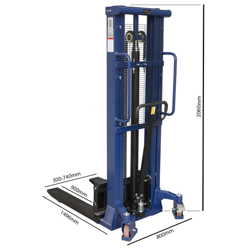 1000kg Manual Stacker Truck 3000mm Lift Height