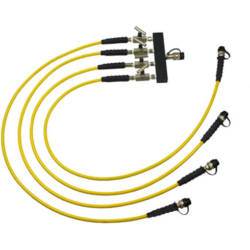 ActionRam Hydraulic 4-Way Manifold c/w 1.8mtr Hoses & Shut-off Valves