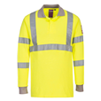 Portwest FR77 Yellow Flame Resistant Anti-Static Hi-Vis Long Sleeve Polo Shirt