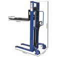 1000kg Manual Stacker Truck 1600mm Lift Height